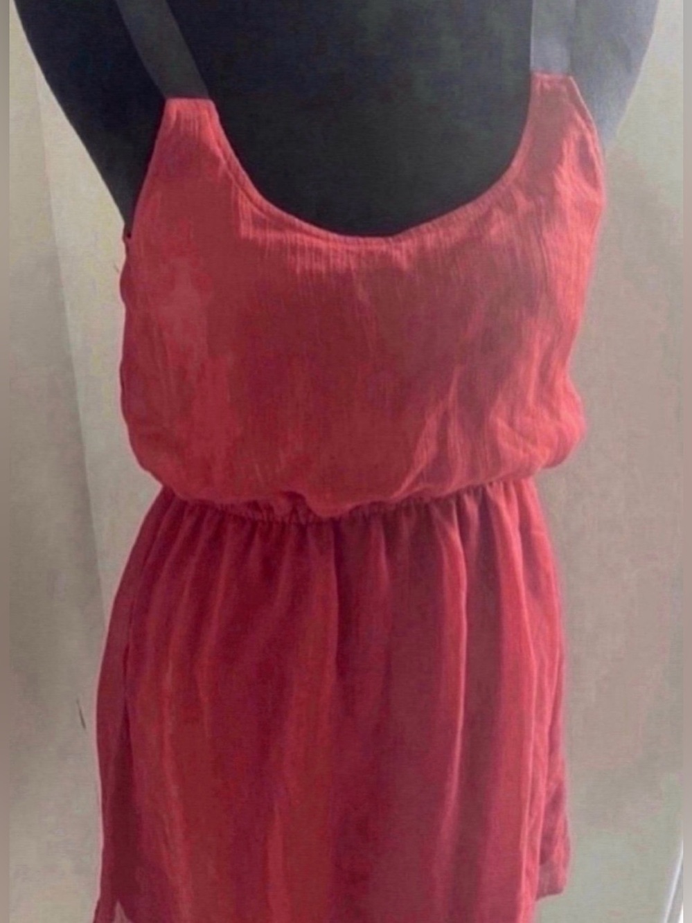 Women’s Red Sleeveless Scoop Neck Summer Dress (Size M)